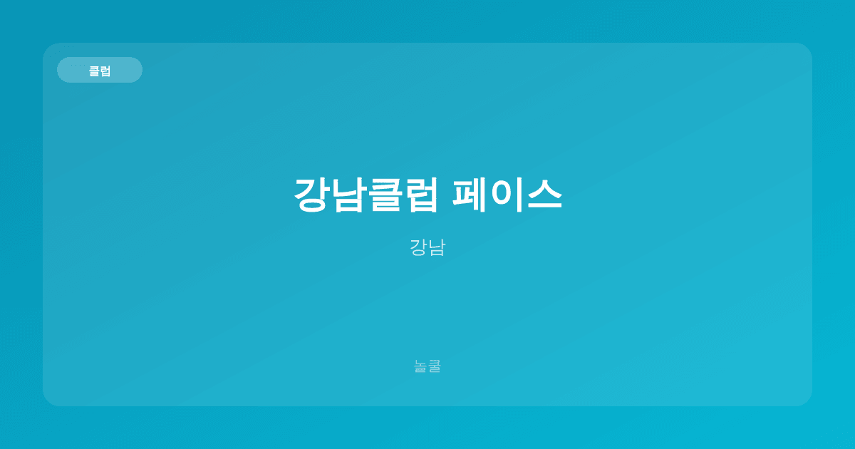 강남클럽 페이스 클럽 강남