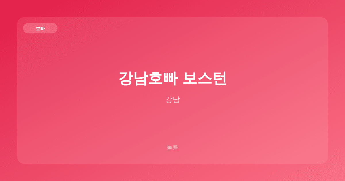 강남호빠 보스턴 호빠 강남
