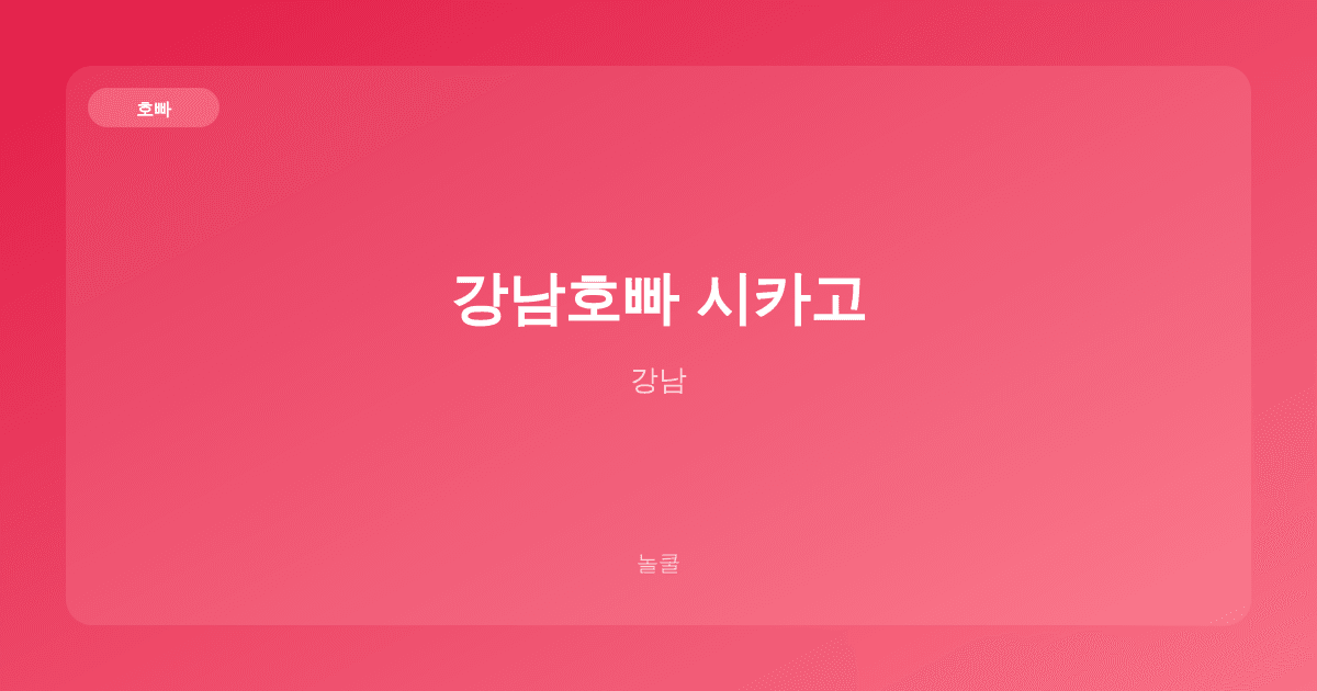 강남호빠 시카고 호빠 강남