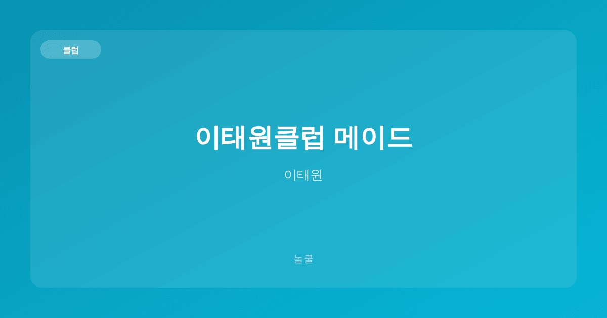 이태원클럽 메이드 클럽 이태원