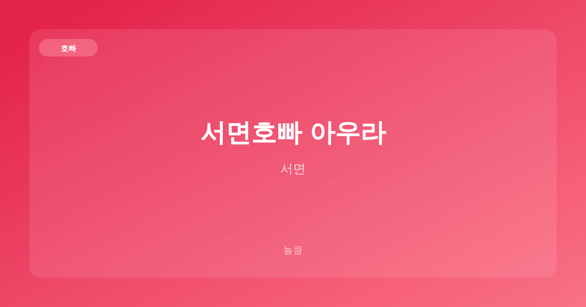 서면호빠 아우라 호빠 서면