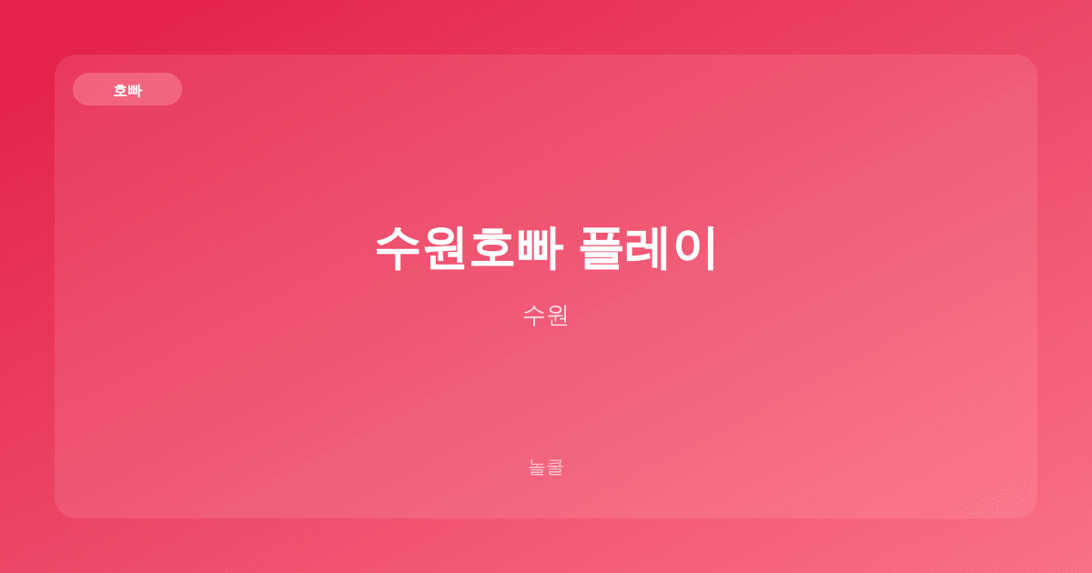 수원호빠 플레이 호빠 수원
